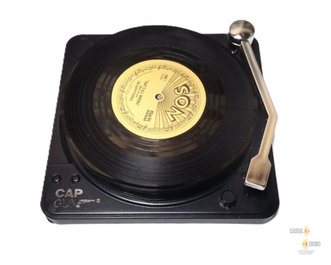Podkładki pod szklanki - płyty winylowe, czarne + uchwyt "gramofon" Podkładki pod szklanki - płyty winylowe, czarne + uchwyt "gramofon"