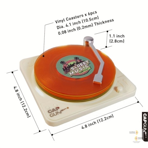 Podkładki pod szklanki - płyty winylowe, kolorowe + uchwyt "gramofon" Podkładki pod szklanki - płyty winylowe, kolorowe + uchwyt "gramofon"
